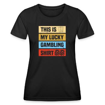 Lucky Gambling Casino Gambling Funny Player - T-shirt sport Femme - noir - Devant - AI Model Female 172 light (172cm)