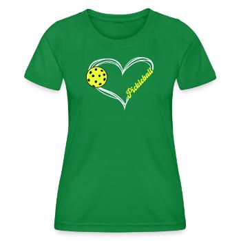 Pickleball Heart Emblem - Women's Functional T-Shirt - kelly green - Front - AI Model Female 172 dark (172cm)