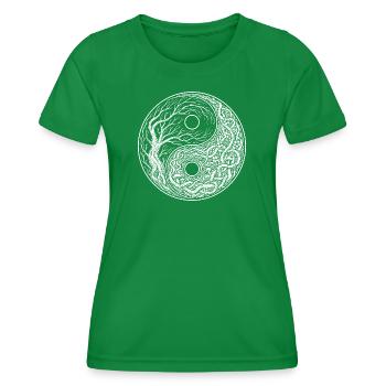 Yin Yang Symbol Baum des Lebens Tai - Frauen Funktions-T-Shirt - Kelly Green - Vorne - AI Model Female 172 dark (172cm)