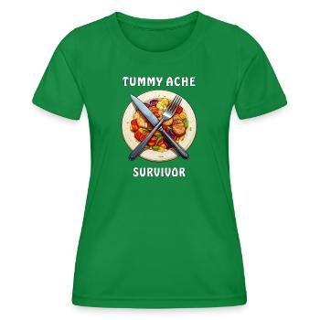 SPEISETELLER Tummy Ache Survivor - Frauen Funktions-T-Shirt - Kelly Green - Vorne - AI Model Female 172 dark (172cm)