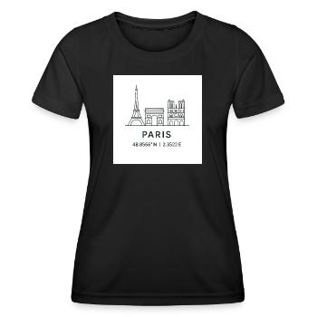 Paris Linienkunst Silhouette Wahrzeichen - Frauen Funktions-T-Shirt - Schwarz - Vorne - AI Model Female 172 light (172cm)