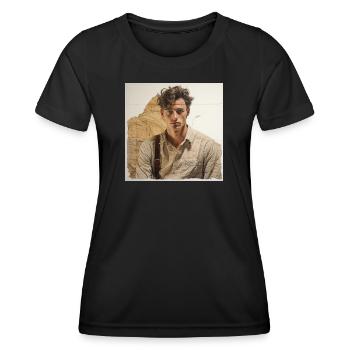 Beige portrait with leather straps - Women's Functional T-Shirt - black - Front - AI Model Female 172 light (172cm)