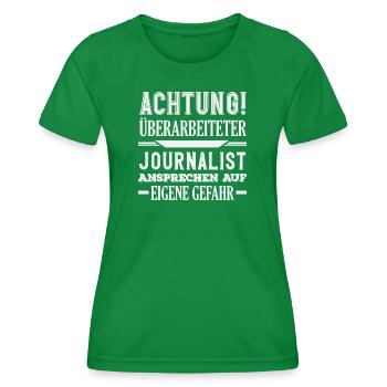 Achtung Überarbeiteter Reporter Journalist - Frauen Funktions-T-Shirt - Kelly Green - Vorne - AI Model Female 172 dark (172cm)