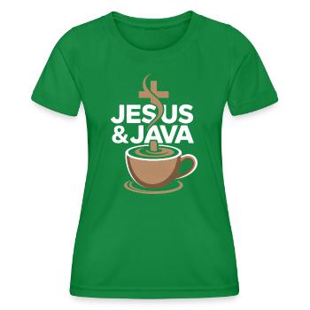 Inspiration und Kaffee mit Jesus & Java - Frauen Funktions-T-Shirt - Kelly Green - Vorne - AI Model Female 172 dark (172cm)