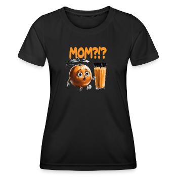 Mom?!? Fun Orange Juice Dialogue - Women's Functional T-Shirt - black - Front - AI Model Female 172 light (172cm)