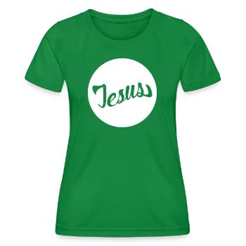 Jesus Scripture in a Circle - Women's Functional T-Shirt - kelly green - Front - AI Model Female 172 dark (172cm)