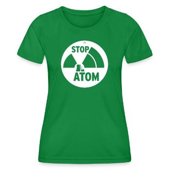 STOP ATOM - Women's Functional T-Shirt - kelly green - Front - AI Model Female 172 dark (172cm)