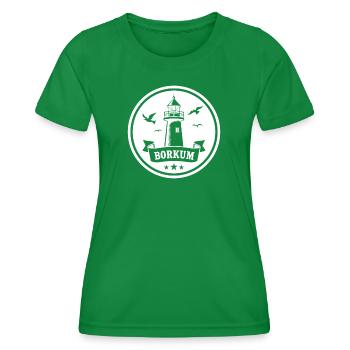 Leuchtturm Borkum Maritimes Emblem - Frauen Funktions-T-Shirt - Kelly Green - Vorne - AI Model Female 172 dark (172cm)