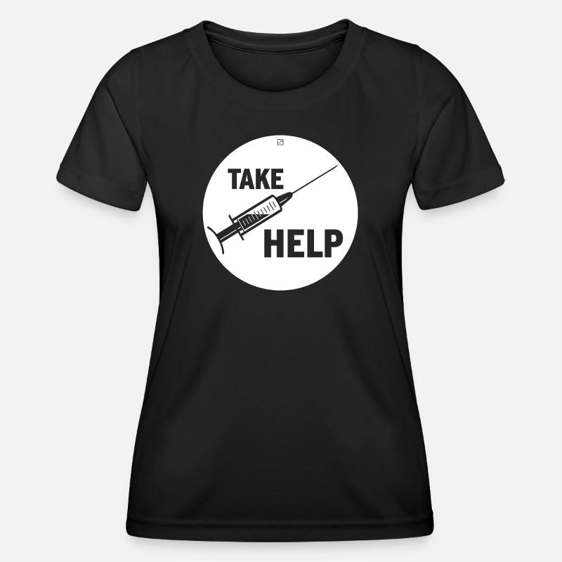 TAKE HELP - Frauen Funktions-T-Shirt - Schwarz