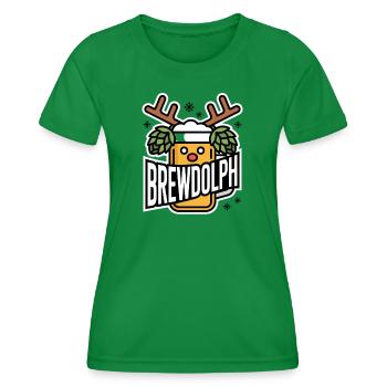 Brewdolph Rentier Bier Weihnachtswitz - Frauen Funktions-T-Shirt - Kelly Green - Vorne - AI Model Female 172 dark (172cm)