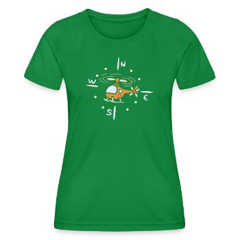 Hélicoptère de dessin animé avec conception de boussole - T-shirt sport Femme - vert - Devant - AI Model Female 172 dark (172cm)