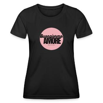 Buongiorno Amore Pink Circle - Frauen Funktions-T-Shirt - Schwarz - Vorne - AI Model Female 172 light (172cm)