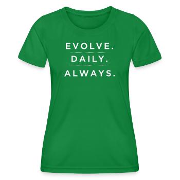 Évoluer au quotidien Toujours l’art de la typographie - T-shirt sport Femme - vert - Devant - AI Model Female 172 dark (172cm)