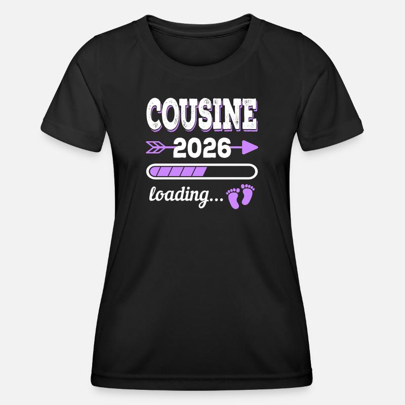 Cousine 2026 Loading Schwangerschaft Geschenkidee - Frauen Funktions-T-Shirt - Schwarz