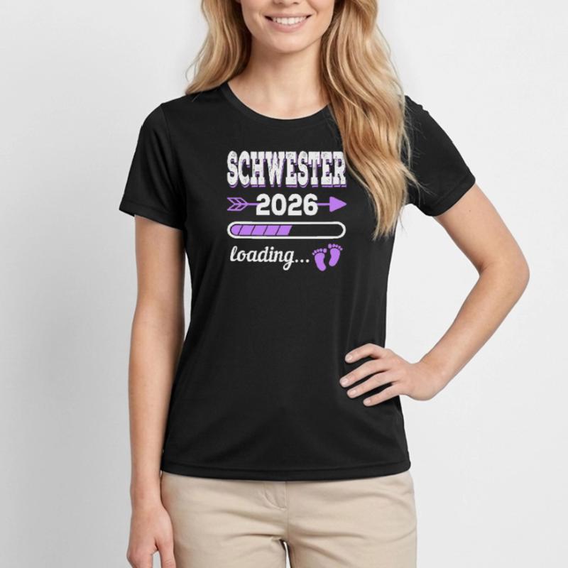 Schwester 2026 Loading Geburt Geschenkidee Frauen Funktions-T-Shirt