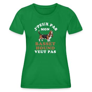 Basset Hound Jpeux Pas - T-shirt sport Femme - vert - Devant - AI Model Female 172 dark (172cm)