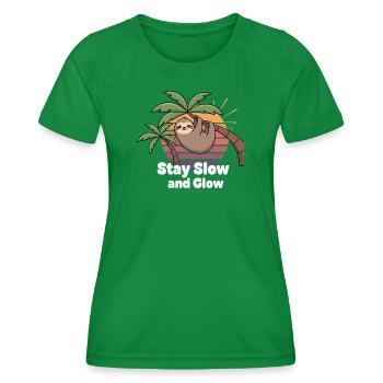 paresseux coucher de soleil Restez lent et brillez - T-shirt sport Femme - vert - Devant - AI Model Female 172 dark (172cm)