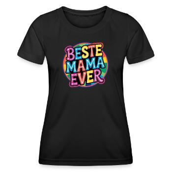 Beste Mama Ever - Bunte Retro Schrift - Frauen Funktions-T-Shirt - Schwarz - Vorne - AI Model Female 172 light (172cm)