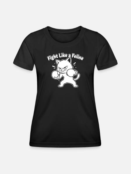 Kämpfe wie eine Katze - Frauen Funktions-T-Shirt - Schwarz