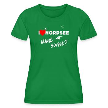 Nordsee Liebe Watt Design - Frauen Funktions-T-Shirt - Kelly Green - Vorne - AI Model Female 172 dark (172cm)