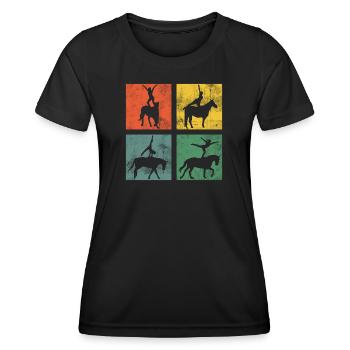 Voltigieren Reitsport Reiten Pferd Turnen - Frauen Funktions-T-Shirt - Schwarz - Vorne - AI Model Female 172 light (172cm)