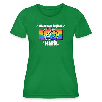 Abenteuer beginnt hier Pride Symbol - Frauen Funktions-T-Shirt - Kelly Green - Vorne - AI Model Female 172 dark (172cm)