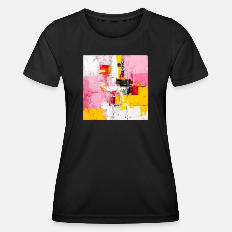 Abstract Color Blocks Pink Yellow - Women's Functional T-Shirt - black