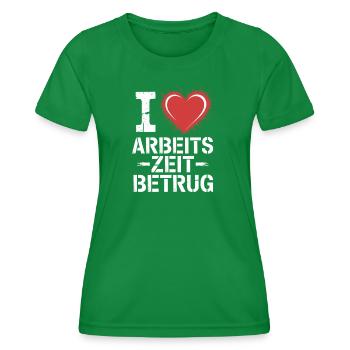 J’aime Temps de travail Fraude Pas de crime Bureau de l’emploi - T-shirt sport Femme - vert - Devant - AI Model Female 172 dark (172cm)