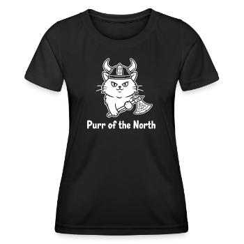 Viking Katze mit Axt - Frauen Funktions-T-Shirt - Schwarz - Vorne - AI Model Female 172 light (172cm)