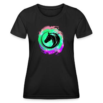 Pferdekopf Neon Kreislauf - Frauen Funktions-T-Shirt - Schwarz - Vorne - AI Model Female 172 light (172cm)
