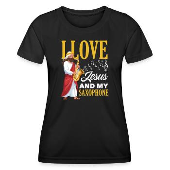 Saxofon - Frauen Funktions-T-Shirt - Schwarz - Vorne - AI Model Female 172 light (172cm)