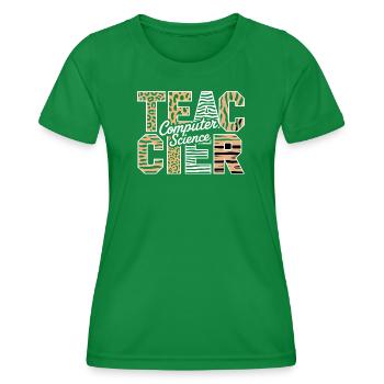 Computer Science Lehrer Tiermuster Stil - Frauen Funktions-T-Shirt - Kelly Green - Vorne - AI Model Female 172 dark (172cm)