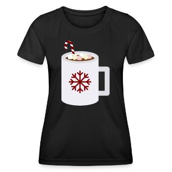 Art de tasse de cacao en flocon de neige - T-shirt sport Femme - noir - Devant - AI Model Female 172 light (172cm)