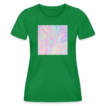 Irideszierende Abstrakte Liquid Pastel Muster - Frauen Funktions-T-Shirt - Kelly Green - Vorne - AI Model Female 172 dark (172cm)