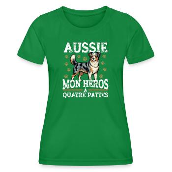 Aussie Mein Vierbeiniger Held Hund - Frauen Funktions-T-Shirt - Kelly Green - Vorne - AI Model Female 172 dark (172cm)