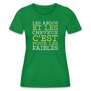Humour Abdos Cheveux Faibles Homme Tshirt - T-shirt sport Femme - vert - Devant - AI Model Female 172 dark (172cm)