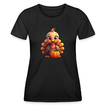 Bébé dinde de Thanksgiving - T-shirt sport Femme - noir - Devant - AI Model Female 172 light (172cm)