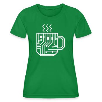 Circuit Mug Glyph Tech Brew - Women's Functional T-Shirt - kelly green - Front - AI Model Female 172 dark (172cm)