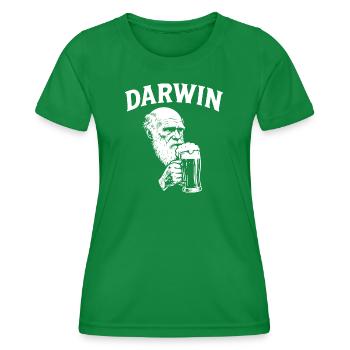Darwin drinking Beer - Women's Functional T-Shirt - kelly green - Front - AI Model Female 172 dark (172cm)