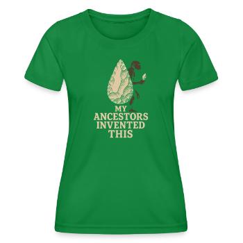 Outils préhistoriques en pierre d’Homo - T-shirt sport Femme - vert - Devant - AI Model Female 172 dark (172cm)