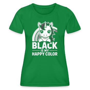 Black Unicorn Happy Color - Women's Functional T-Shirt - kelly green - Front - AI Model Female 172 dark (172cm)