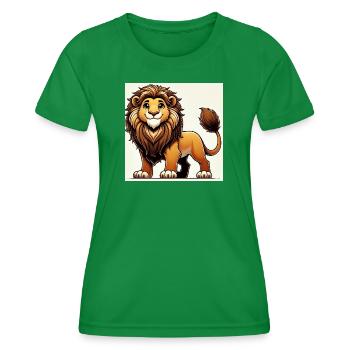 Warmer Cartoon-Löwe - Frauen Funktions-T-Shirt - Kelly Green - Vorne - AI Model Female 172 dark (172cm)