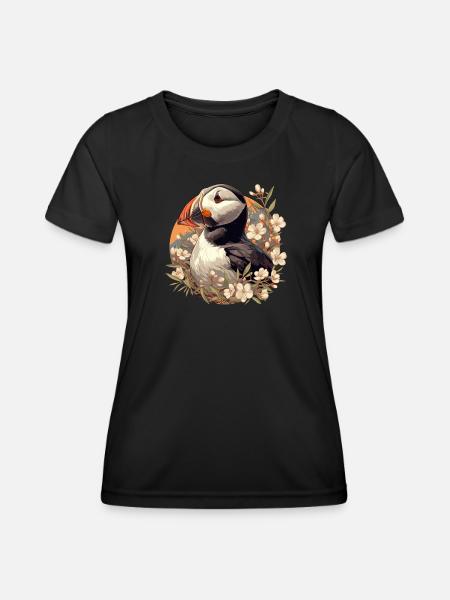Puffin Papageientaucher - Frauen Funktions-T-Shirt - Schwarz