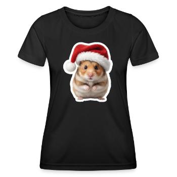 Suesser Hamster - Suesse Weihnachten  - Frauen Funktions-T-Shirt - Schwarz - Vorne - AI Model Female 172 light (172cm)