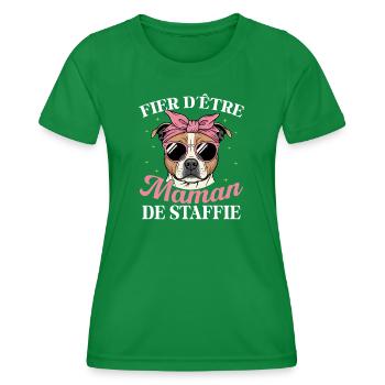 Stolz Darauf, Mutter Der Staffie-hundin Zu Sein - Frauen Funktions-T-Shirt - Kelly Green - Vorne - AI Model Female 172 dark (172cm)