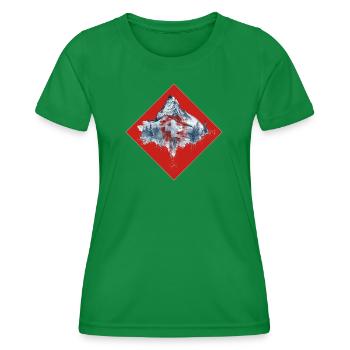 Schweiz-Swiss-Switzerland-Berge-Wintersport-Ski - Frauen Funktions-T-Shirt - Kelly Green - Vorne - AI Model Female 172 dark (172cm)