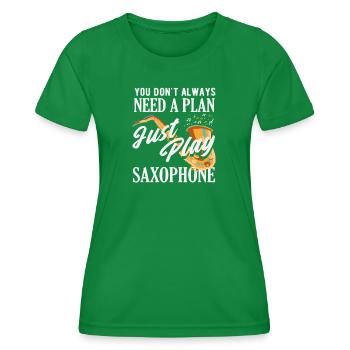 Joue juste du saxophone, du saxophoniste, du groupe de jazz drôle. - T-shirt sport Femme - vert - Devant - AI Model Female 172 dark (172cm)