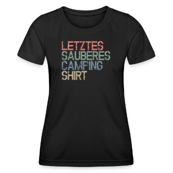 Dernière chemise propre de camping - Expressions amusantes - T-shirt sport Femme - noir - Devant - AI Model Female 172 light (172cm)