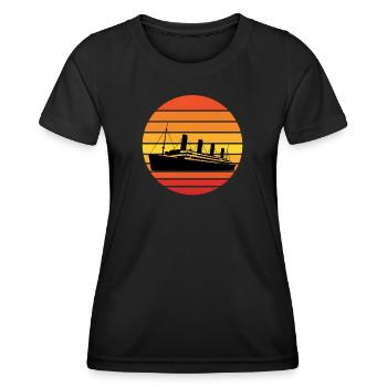 Vintage Titanic Ocean Liner Sunset Graphic - Women's Functional T-Shirt - black - Front - AI Model Female 172 light (172cm)