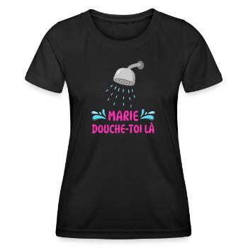 Marie douche-toi là - T-shirt sport Femme - noir - Devant - AI Model Female 172 light (172cm)